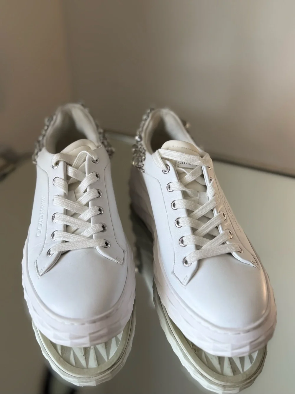 JIMMY CHOO Diamond Maxi Crystal-Embellished Sneakers $1,595 37